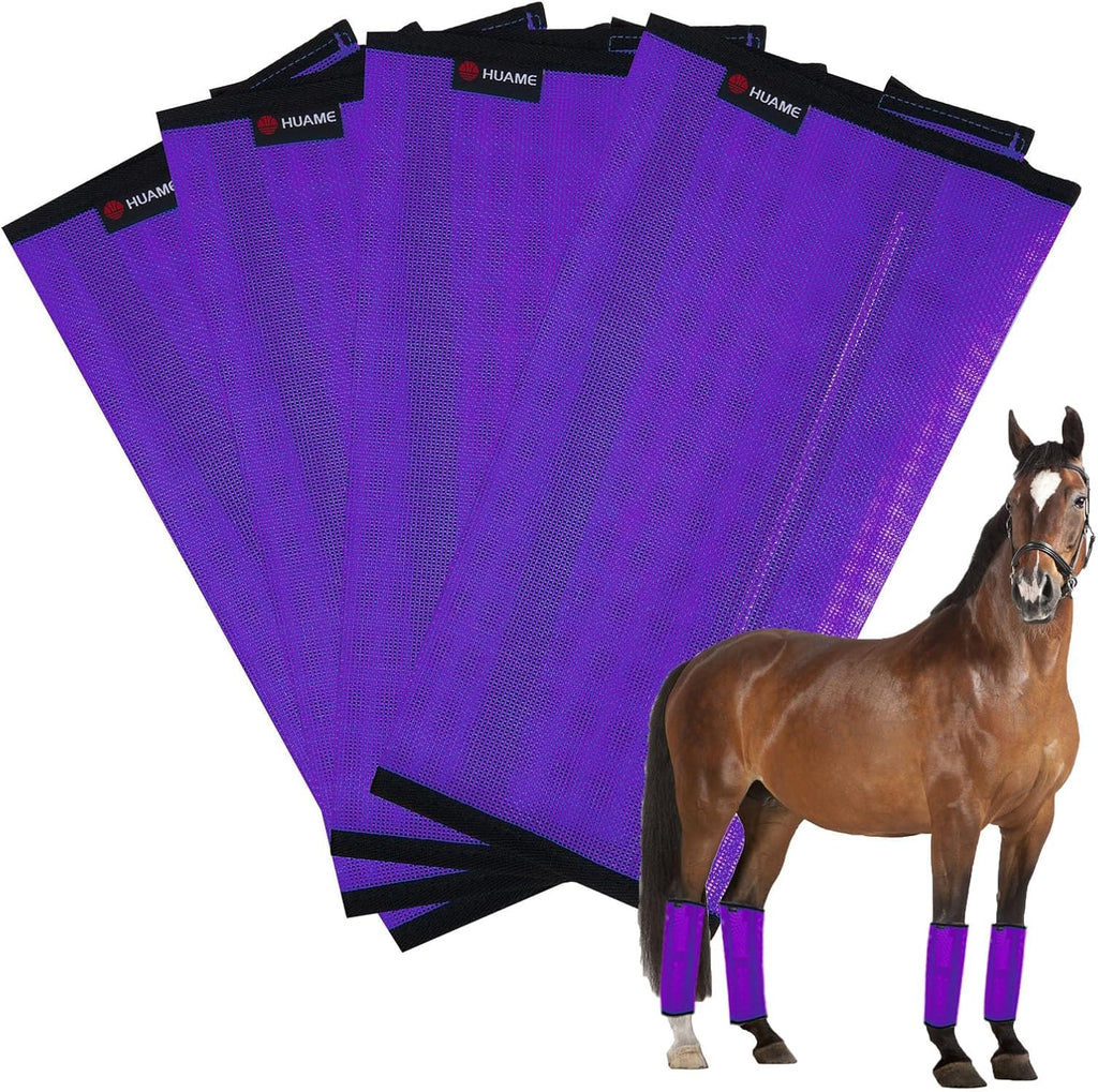 Horse Fly Boots, Breathable Mesh Protection Set of 4, Comfortable Horse Leggings, Breathable Mesh Design, Equine