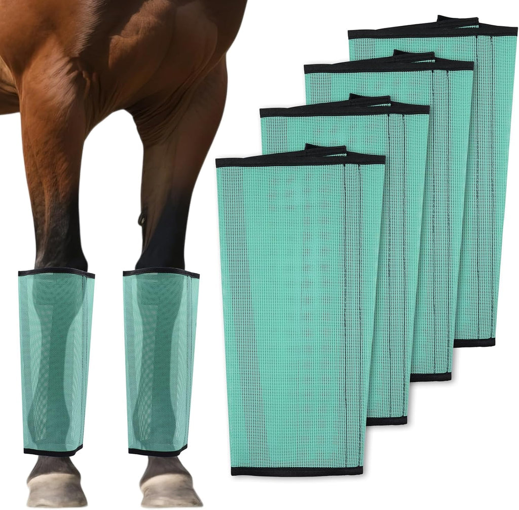Mesh Horse Fly Boots, Green, Set of 4
