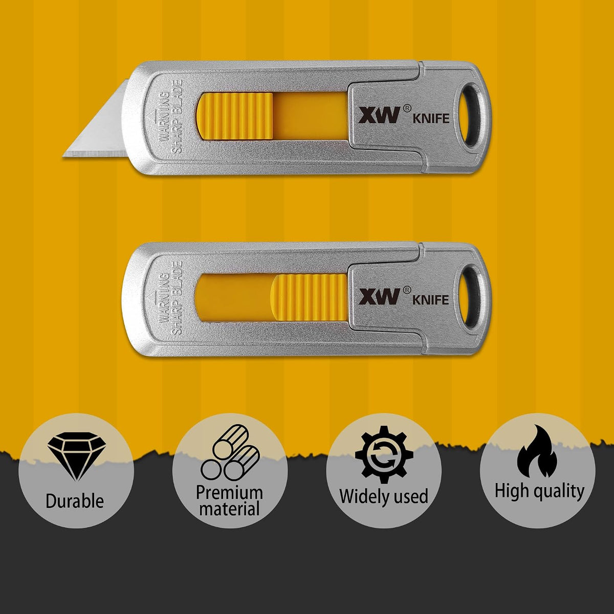 Mini Safety Utility Knife Compact Auto Retractable Box Cutter with Safety Lock, Extra 10 PCS Utility Blades Included