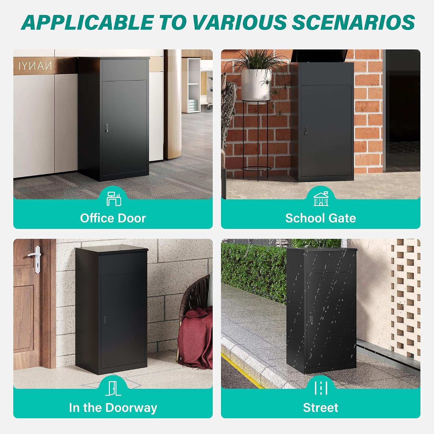 Large Package Delivery Box for Outside with Combination Lock,Parcel Drop Boxes Secure Storage, Anti-Theft Steel