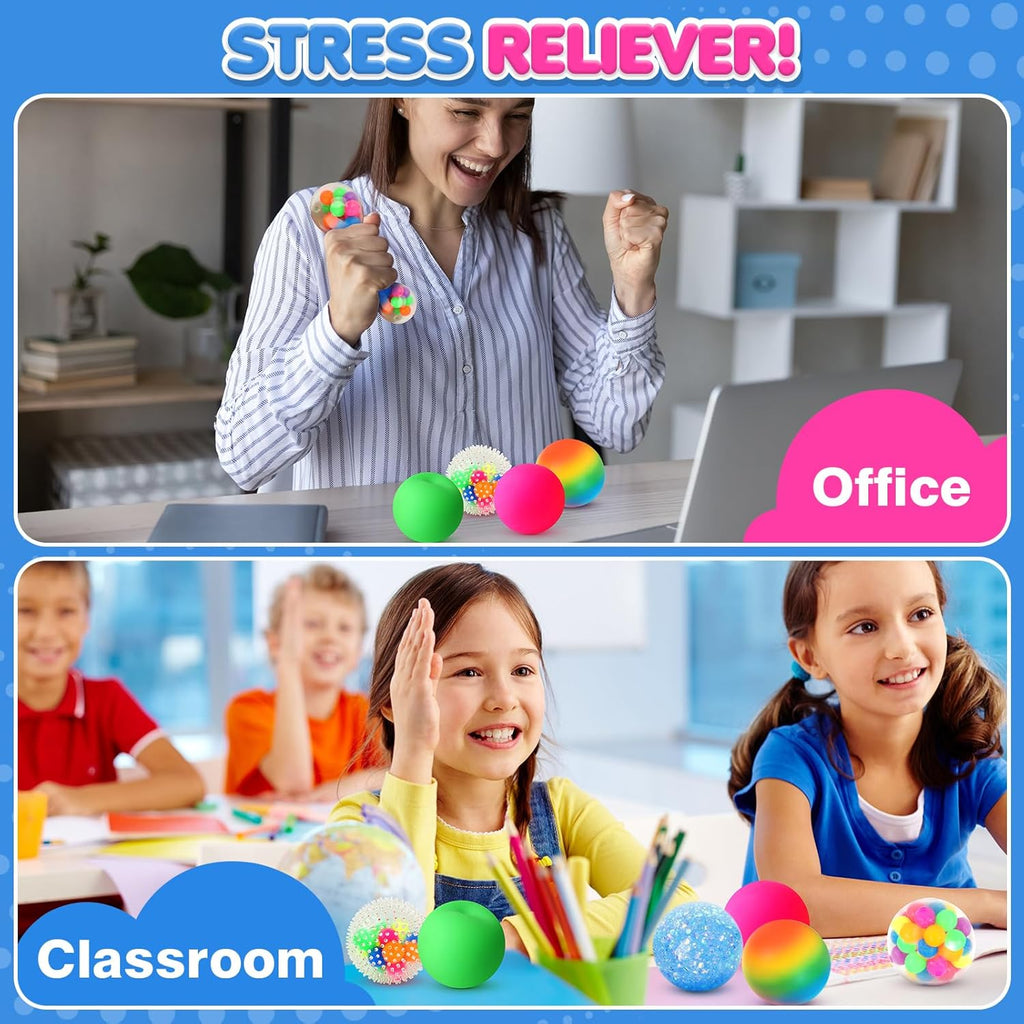 6 Set Squishy Sensory Stress Squeezing Balls for Adults | Sensory Calming Tool to Relieve Nervousness, Vent Mood and