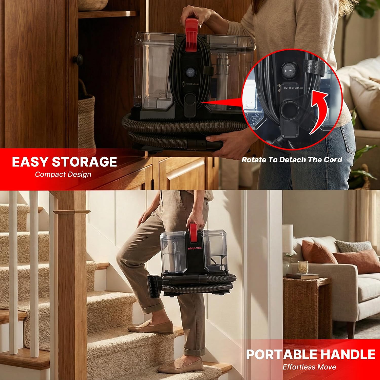 Portable Carpet Cleaner Machine with Steam & Heating, 5430270 | 4 Cleaning Modes, Versatile Attachments