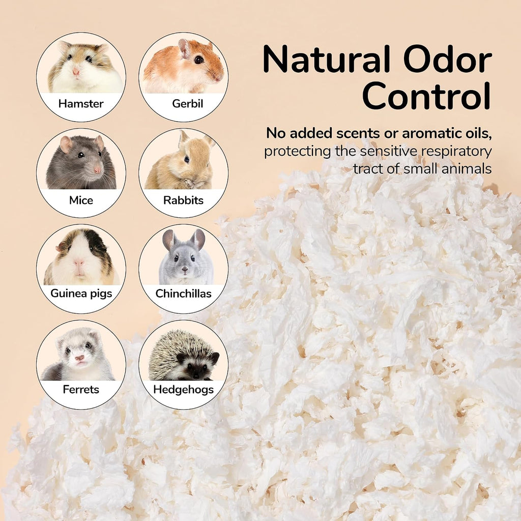 99% Dust-Free Soft Natural Paper Bedding with Odor Control, for Hamsters, Guinea Pigs, Rabbits, Chinchillas, Rats