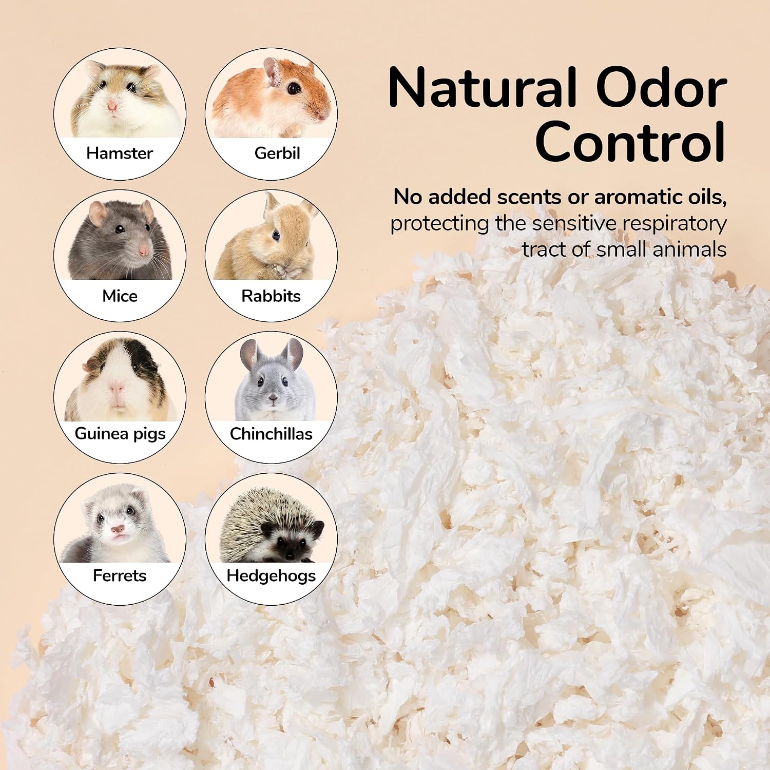 99% Dust-Free Soft Natural Paper Bedding with Odor Control, for Hamsters, Guinea Pigs, Rabbits, Chinchillas, Rats