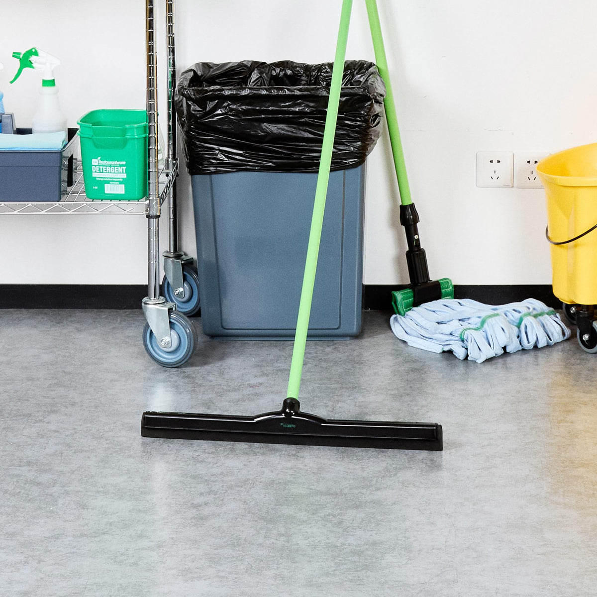 24 In Black Plastic Floor Squeegee, Foam Blade, 1 Ct