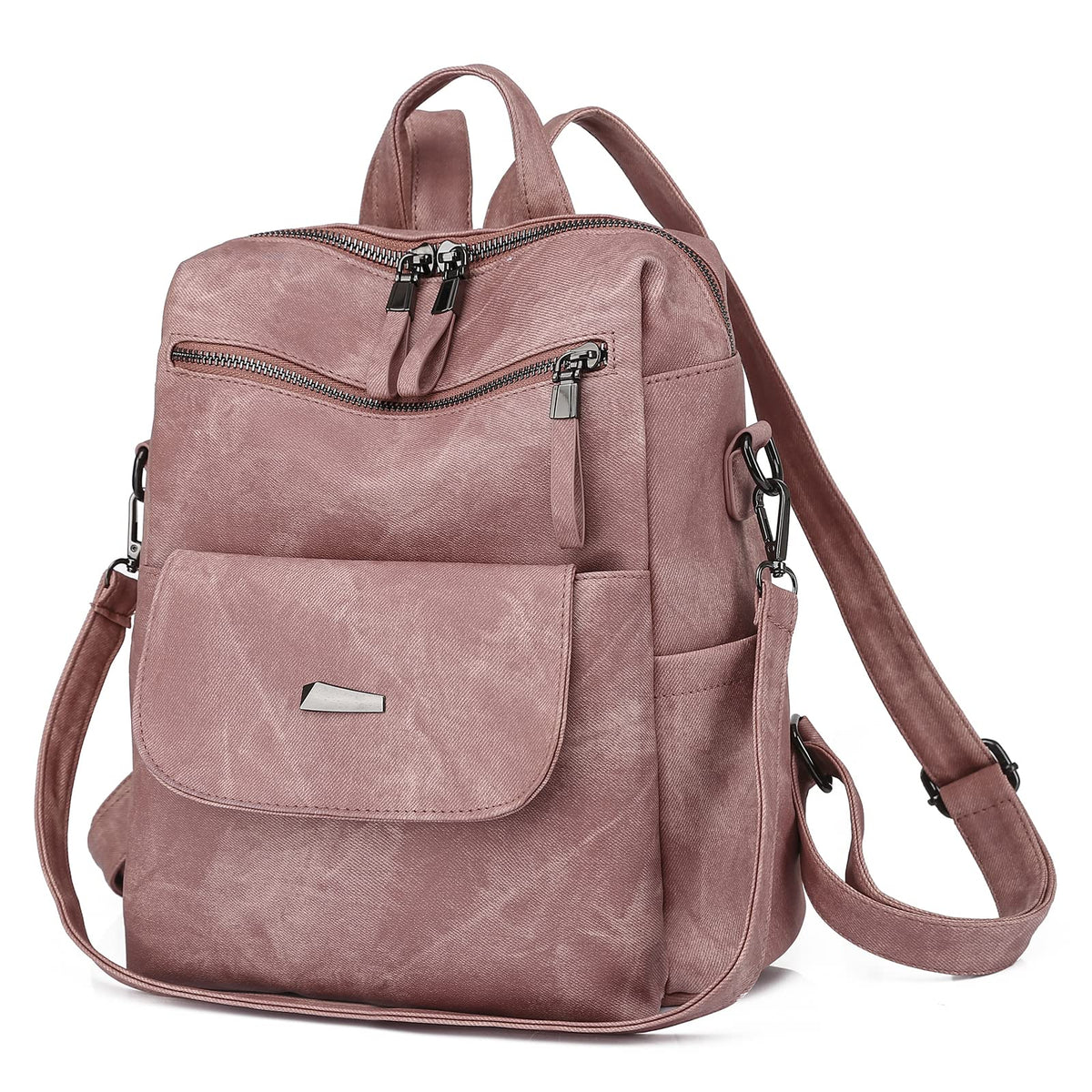 Backpack Purse for Women, PU Leather Ladies Backpack, Pink