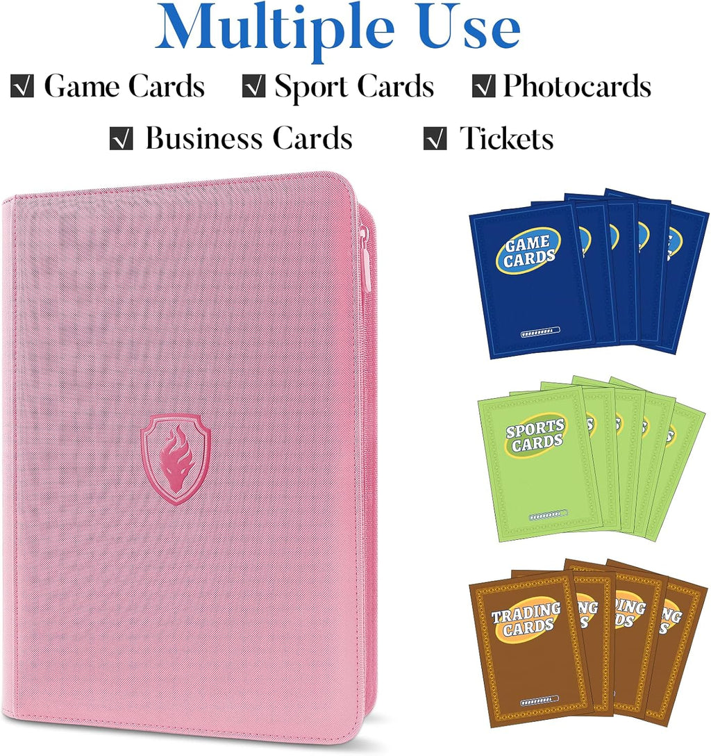Premium Zip Card Binder, Fabmaker 9 Pocket Trading Card Binder PU Cover | Zipper Card Collection Album for 360 Cards