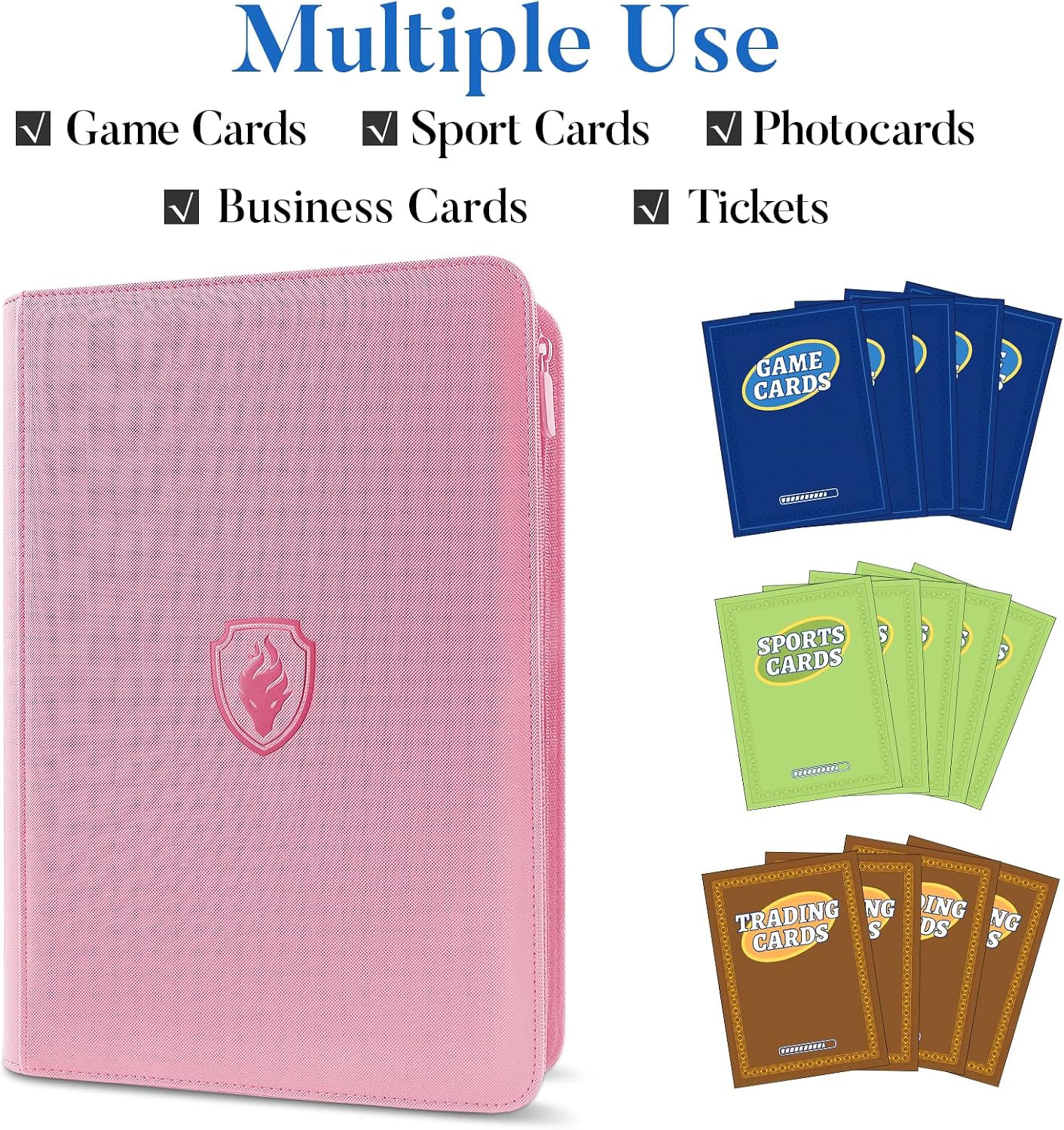 Premium Zip Card Binder, Fabmaker 9 Pocket Trading Card Binder PU Cover | Zipper Card Collection Album for 360 Cards