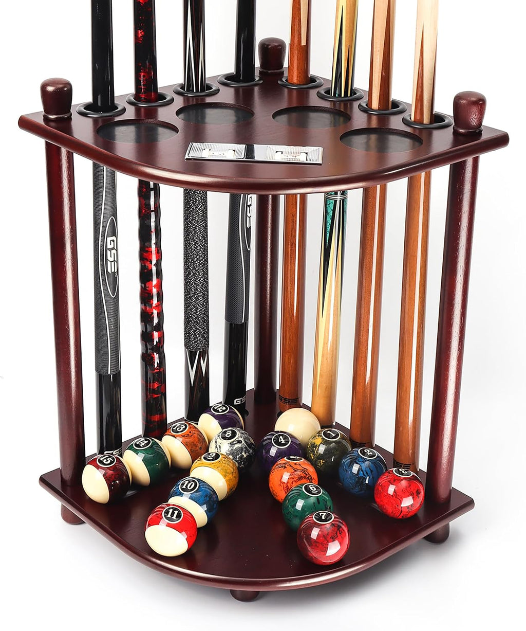 GSE Corner-Style Floor Stand Billiard Pool Cue Racks with Score Counters | Holds Pool Cue Sticks, Full Set of Balls