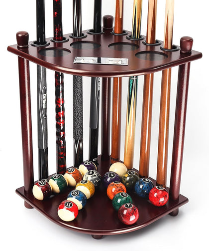 GSE Corner-Style Floor Stand Billiard Pool Cue Racks with Score Counters | Holds Pool Cue Sticks, Full Set of Balls