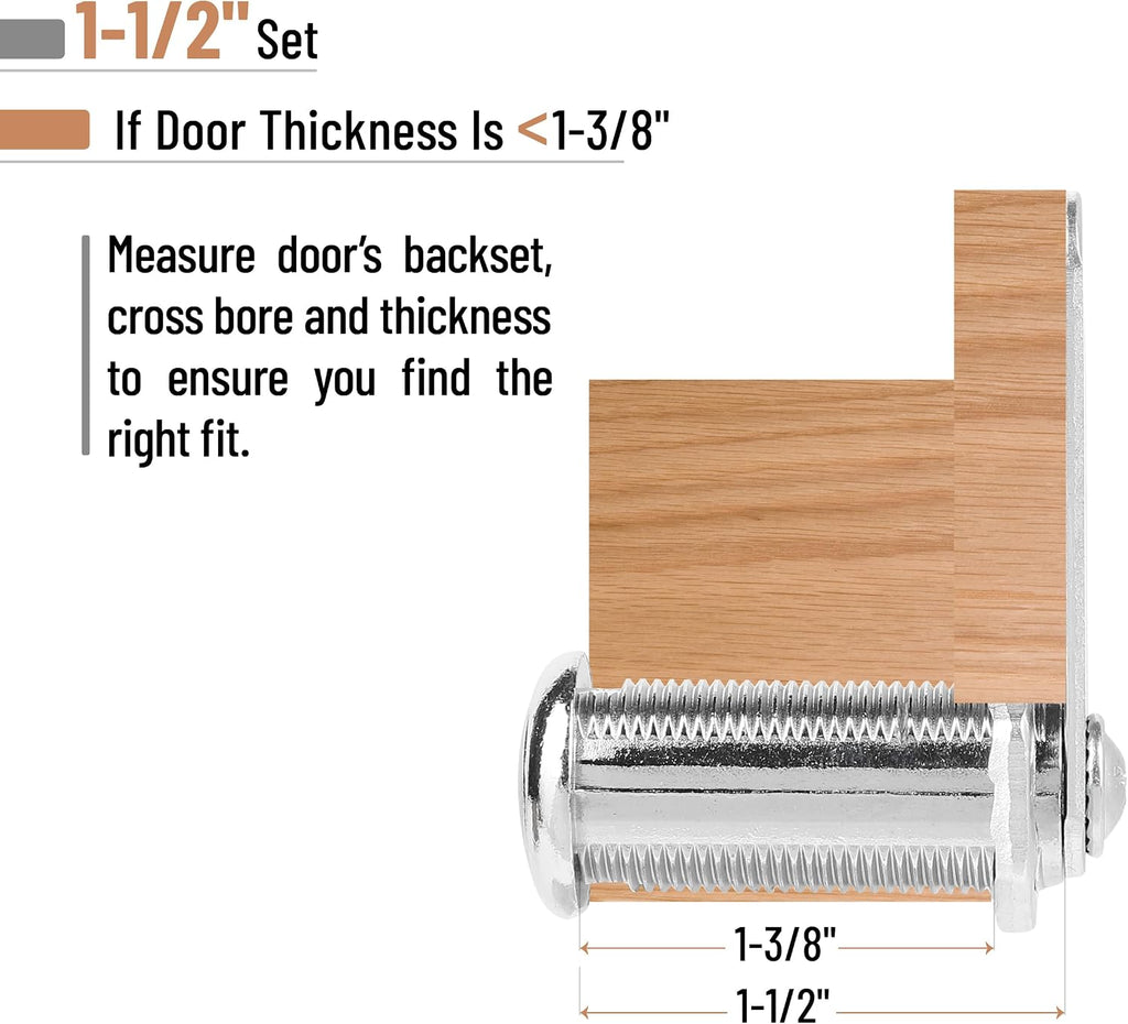 Bates- Cabinet Locks with Keys, 1-1/2", 2 Pack, Long Cam Locks for Cabinets Keyed Alike, File Cabinet Lock with Key
