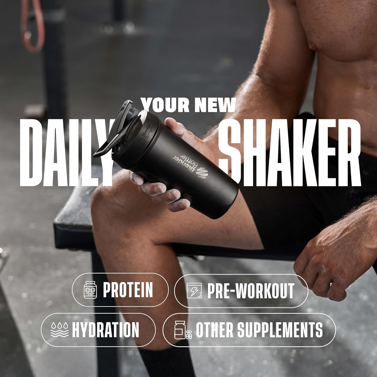 Sport Flip Stainless Steel Shaker Bottle 24 oz Black