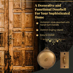 Mechanical Doorbell, Solid Brass, Antique Brass Finish | 2 6/7 x 1 3/5" Exterior Plate, 4 3/5 x 3 1/3" Wireless