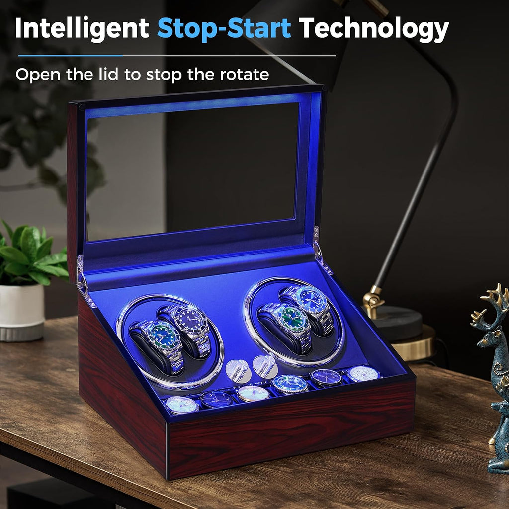 Watch Winder for Automatic Watches, Automatic Watch Winder Box | 4 Watch Rotator and 6 Extra Storages Super Quiet