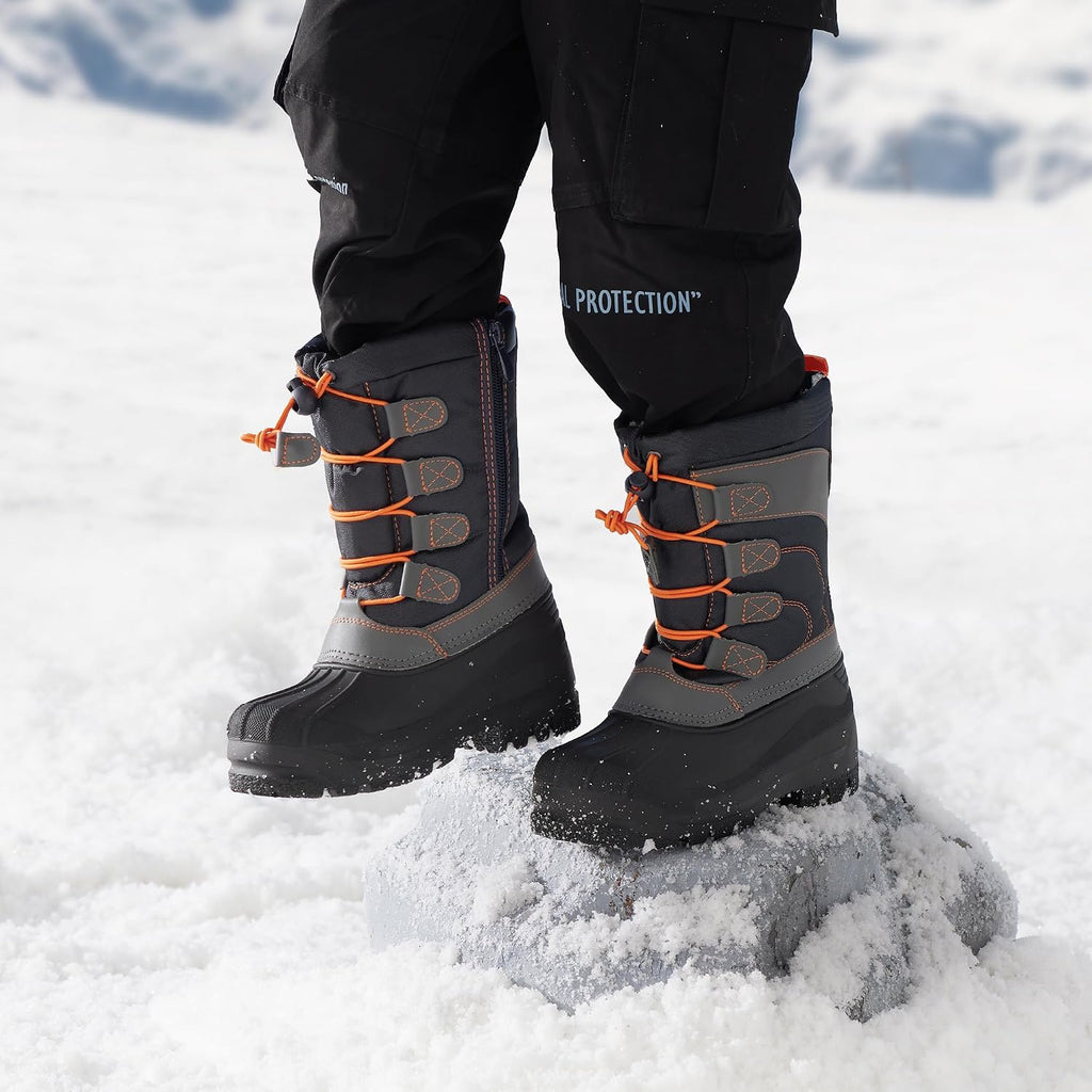 Unisex Snow Waterproof Winter Boots | Warm Faux Fur Lined Outdoor Secure Grip Anti Slip Outsole Easy Wear Windproof