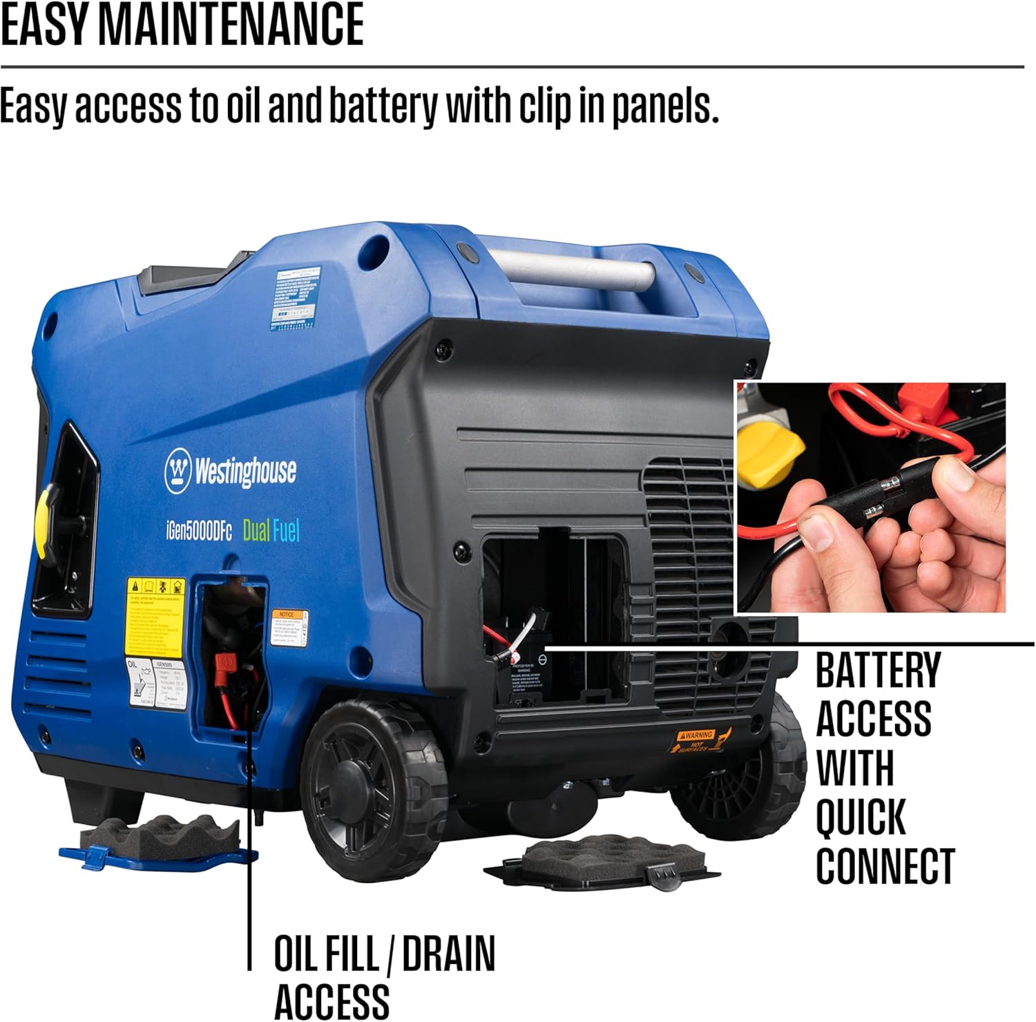 5000 Peak Watt Super Quiet Dual Fuel Portable Inverter Generator, Remote Electric Start, Gas & Propane Powered, RV