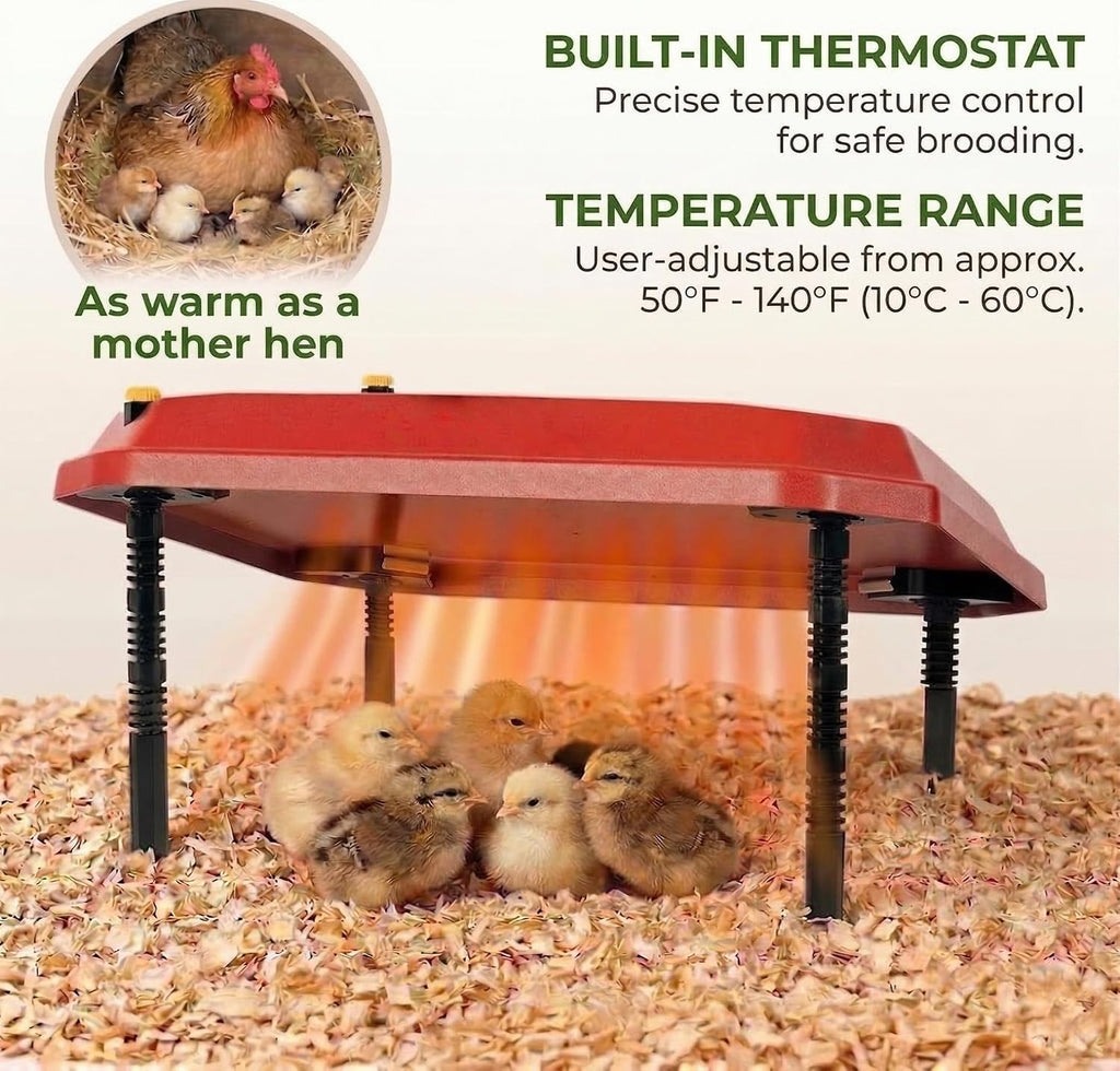 10"x10" Chick Brooder Heating Plate, Fire-Safe Adjustable Poultry Heater for Chicks & Ducklings