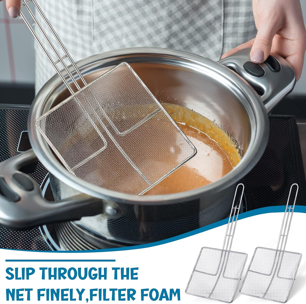 2 Pcs Square Fine Mesh Skimmer Spider Strainer, 6.7 x 6.7 Inch