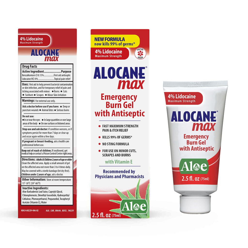 Max Emergency Burn Gel, 4% Lidocaine First Aid Burn Gel, 2.5 Fl Oz
