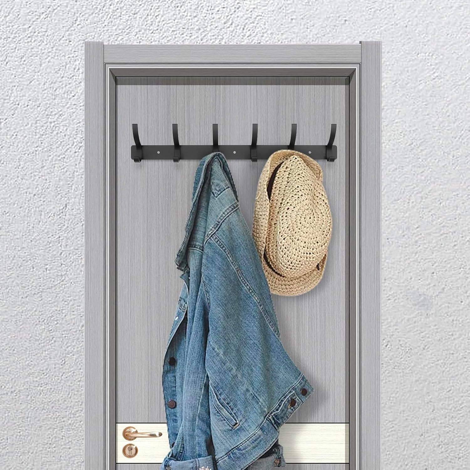 Coat Rack Wall Mounted,6 Coat Hooks for Hanging Coats,Metal Double Hook Rack Hook Rail,Coat Rack with Hooks,Wall