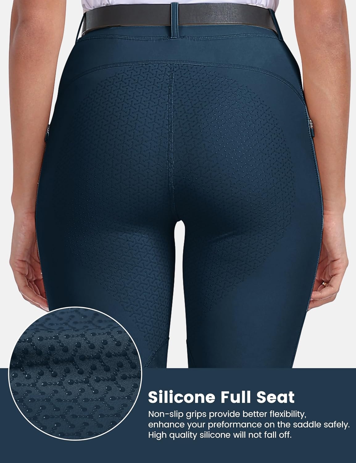 Women's Horse Riding Pants Full Seat Silicon Knee-Patch Equestrian Breeches Horseback Schooling Tights Zipper Pockets