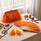 10 Yards Ostrich Feathers Trims 3-4 Inch Feathers Fringe, Orange