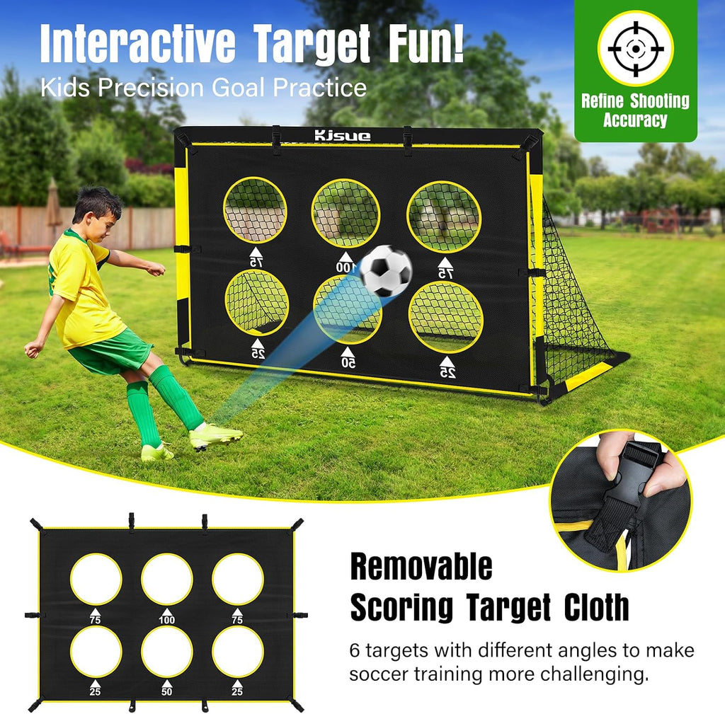 Kids Soccer Goal for Backyard Set - 2 of 6x4 ft Soccer Goals Training Equipment, Soccer Net for Kids Age 3-5 6-8 8-10