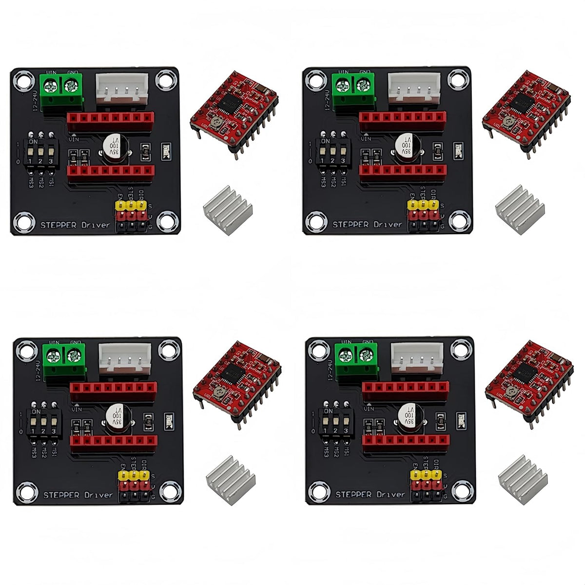 4 Sets for DRV8825/A4988 42 Stepper Motor Driver Expansion Board for 3D Printer Accessories with A4988 Stepper Motor Driver Module