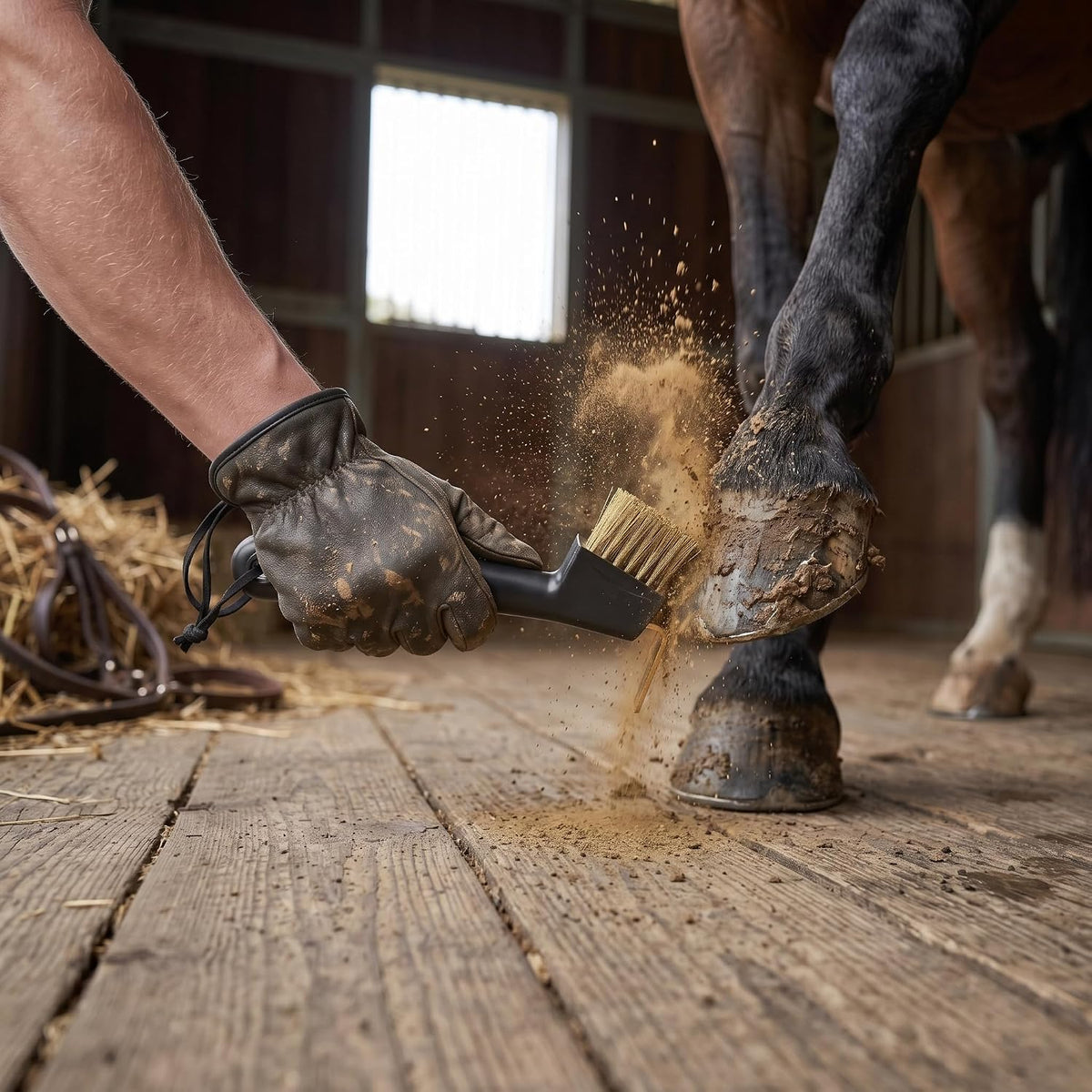 Professional Hoof Pick with Heavy-Duty Brass Wire Brush