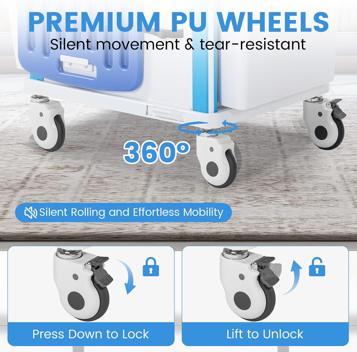 5-Tier Medical Cart, Hospital Emergency Rolling Crash Carts with Adjustable IV Pole, Silent Casters, Trash Bin & O2