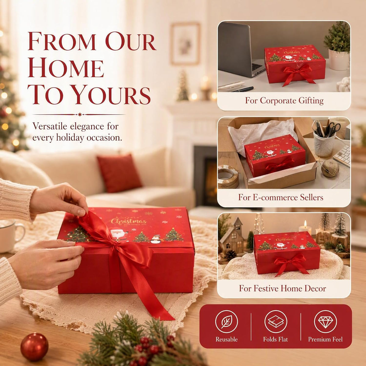 Christmas Gift Box, 12.6 x 8 x 4.4 in, Magnetic Lid