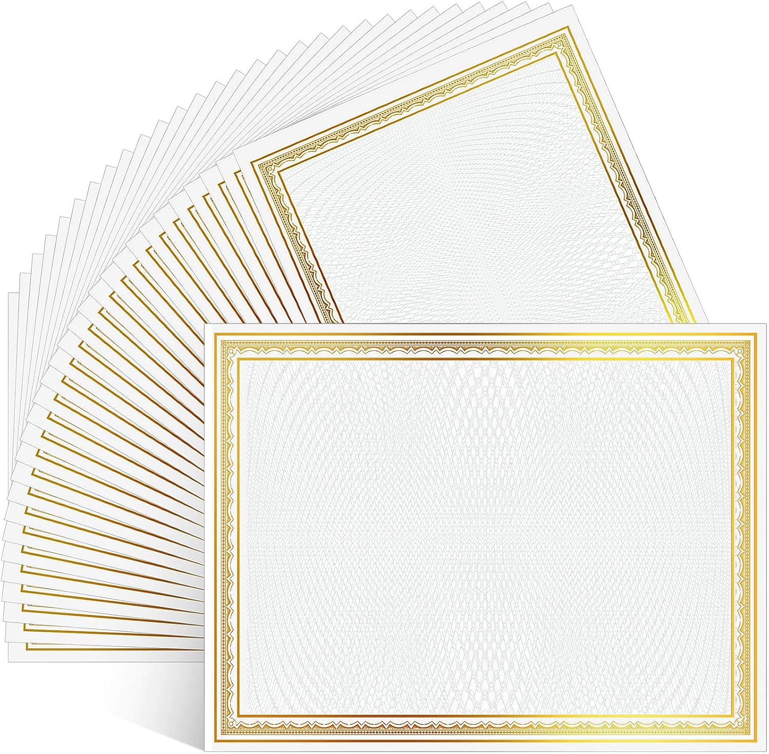 100 Sheet Foil Border Certificate Paper 8.5 x 11 Inch for Printing Blank Customizable Award Certificates Paper for