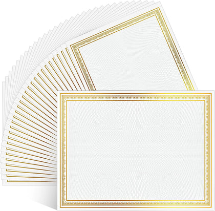 100 Sheet Foil Border Certificate Paper 8.5 x 11 Inch for Printing Blank Customizable Award Certificates Paper for