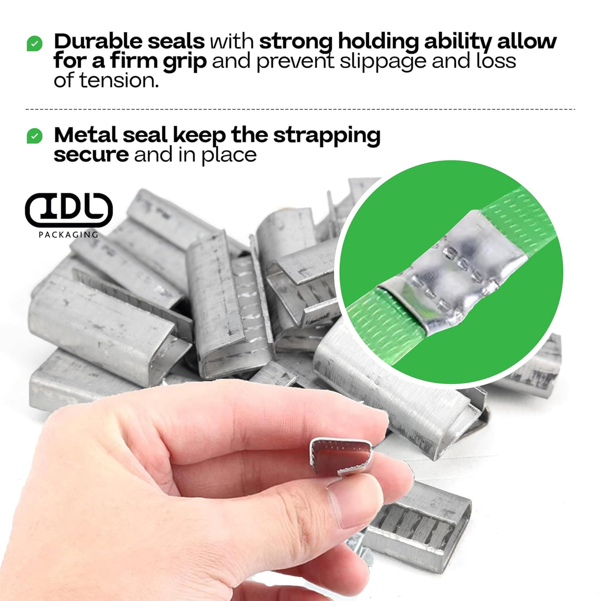 Orgapack Open Serrated Seals for 5/8" Strap Width Polyester (PET) Strapping (Pack of 100) - Patented Serrated Pattern