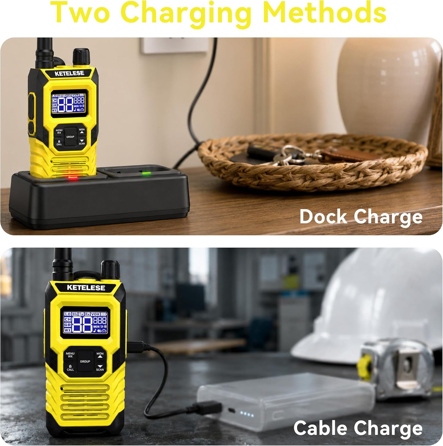 T4 Walkie Talkie 22 Channel with Speaker Mic, IP67 Waterproof Two Way Radio Set with Portable Bag, Earpiece, Charge