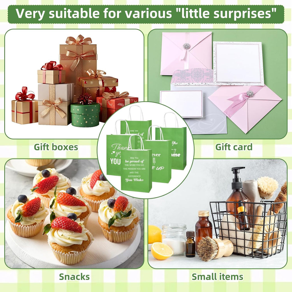 100 Pcs Christmas Employee Appreciation Gift Bags Bulk - Include 50 Paper Bags with Handles and 50 Tissue Paper