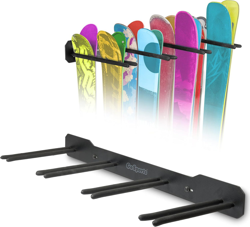 Wall Mounted Ski and Snowboard Storage Rack - 2 or 8 Ski Sizes