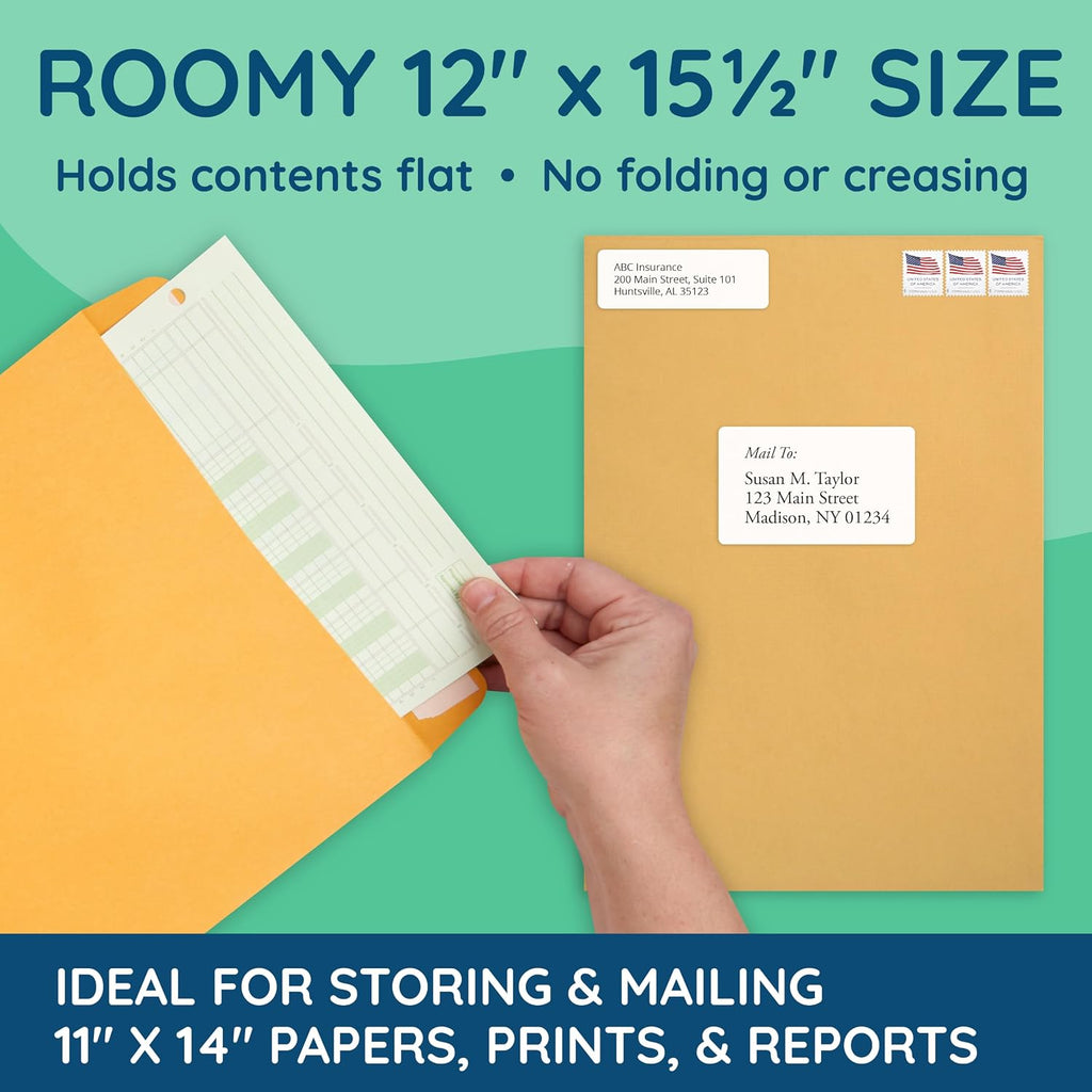50 12" x 15.5" Kraft Catalog Envelopes, Self Seal