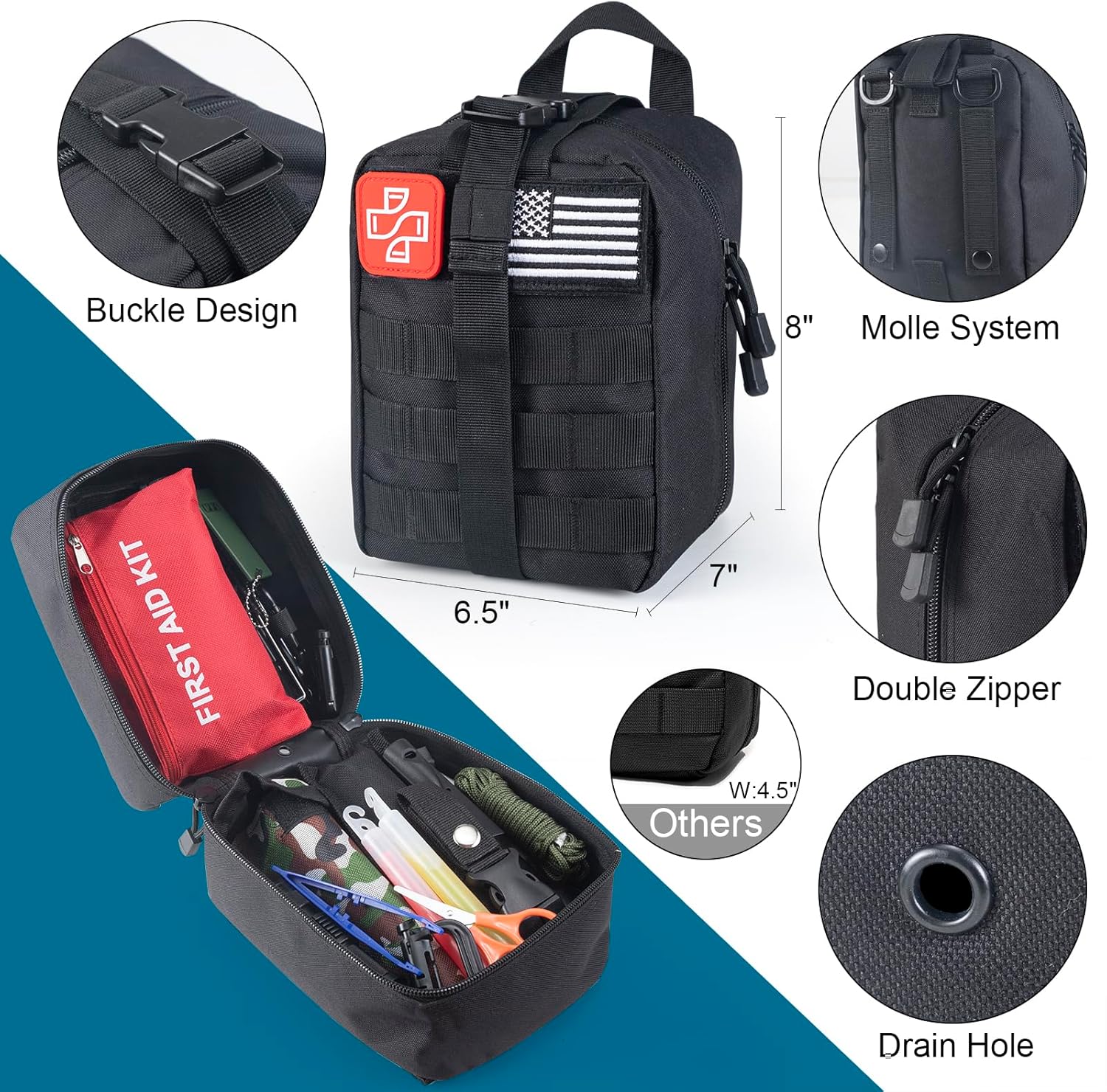 254 in 1 Survival Kit, First Aid Kit for Men | Outdoor Emergencies, Includes Hatchet, Shovel, Flashlight, Tools