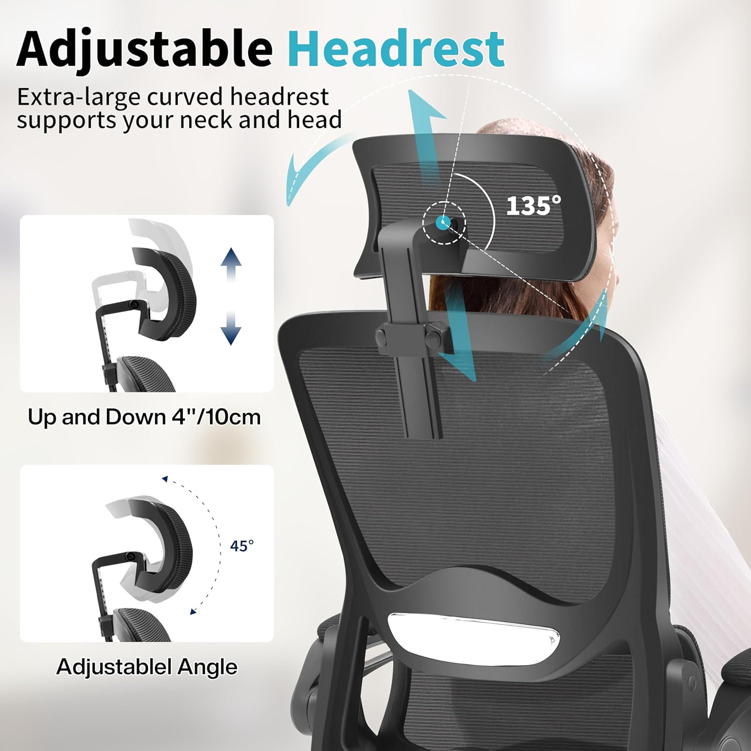 Ergonomic Office Chair,Mesh Office Chair with Lumbar Support,High Back Desk Chair with Flip-up Arms,400 lbs Big and