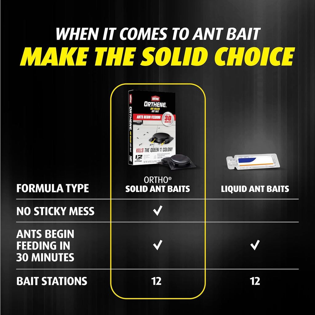 Orthene Ant Killer Ant Bait, 12 Bait Stations | Indoor Ant Killer, Kills the Queen and the Colony