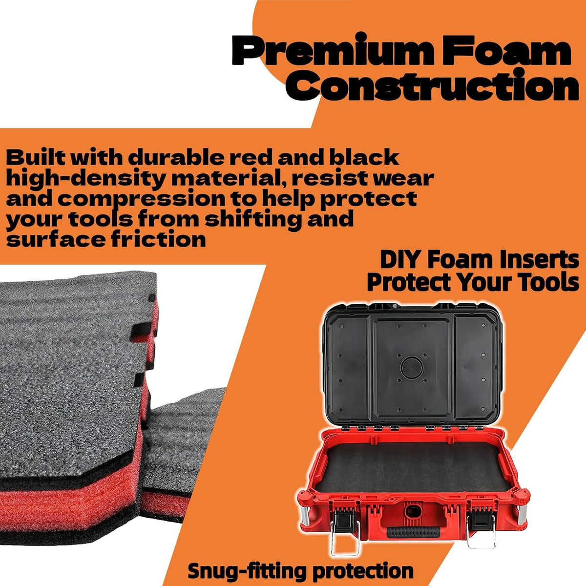 2-Pack Foam Inserts for Milwaukee Packout 48-22-8424, 48-22-8451 Polyethylene Tool Box Foam for Hard Case Storage