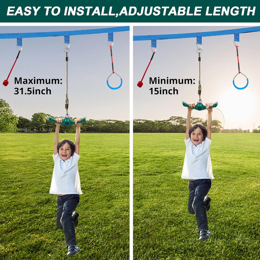 Swing Spins Set: 360° Handle Twist-Spin Flips Toy - Slackline Attachments Activate Play Powers - Accessories for