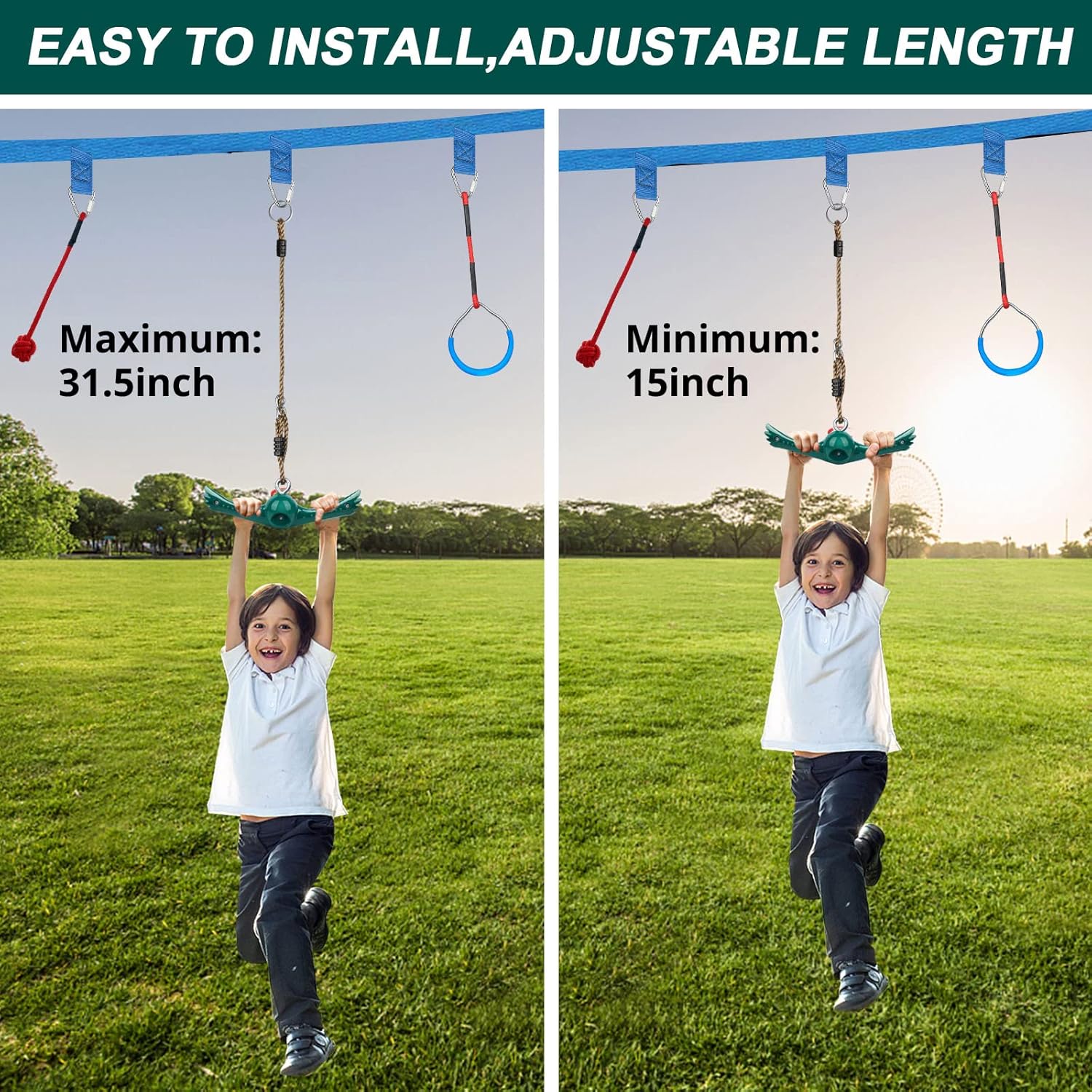 Swing Spins Set: 360° Handle Twist-Spin Flips Toy - Slackline Attachments Activate Play Powers - Accessories for