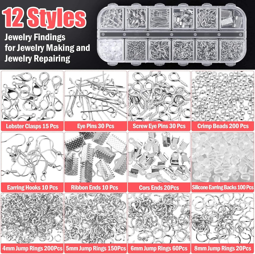 Wire Wrapping for Jewelry Making, Repair and Beading Supplies Kit with Craft Ring Wire, Tools, Pliers and Jewelry