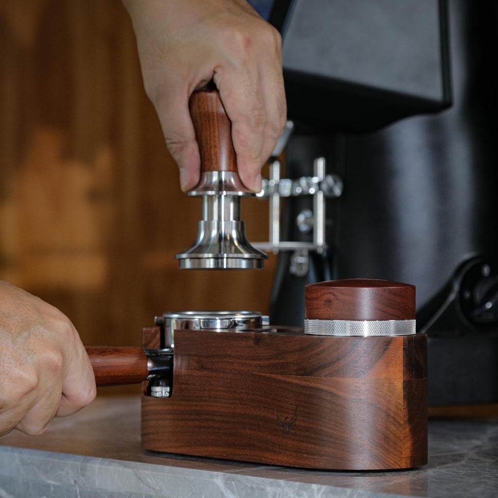 54mm Breville Coffee Tamper Set – Rosewood Tamping Station, Calibrated Tamper, Distribution Tool, Bottomless