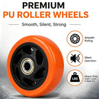4" Caster Replacement Wheels Heavy Duty Polyurethane 4 Pack Orange