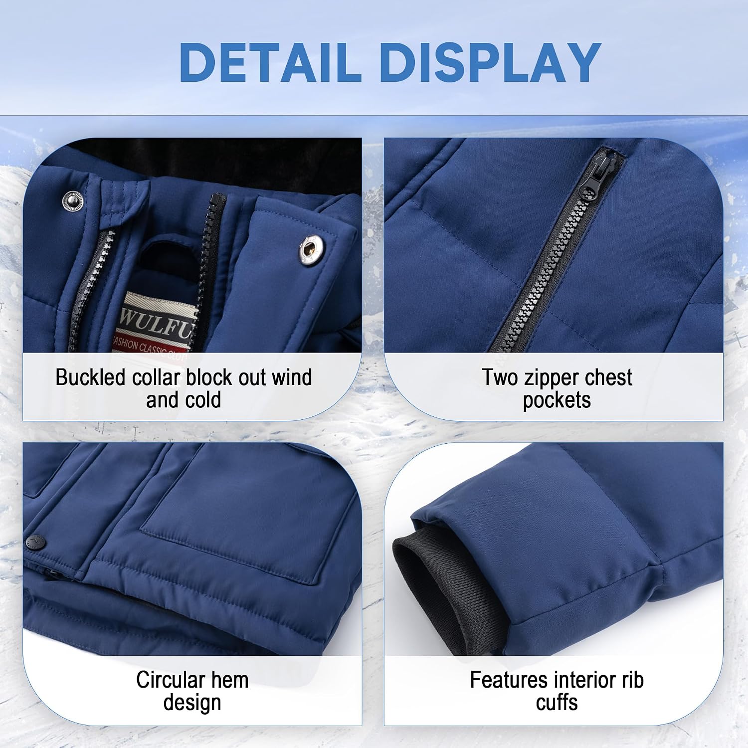 Boy's Winter Coat Waterproof Fleece Lined Parka Jackets Kids Hooded Puffer Outerwear