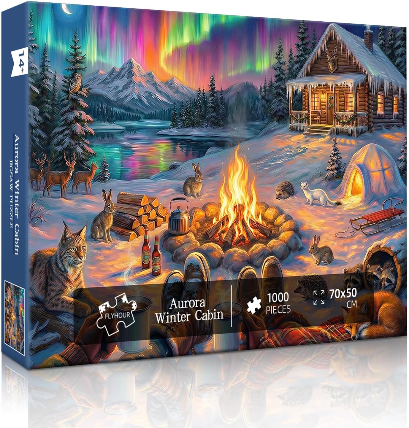 Aurora Winter Cabin Puzzles for Adults 1000 Pieces,Impossible Hard Challenging Jigsaw Puzzles for Adults,Puzzle with