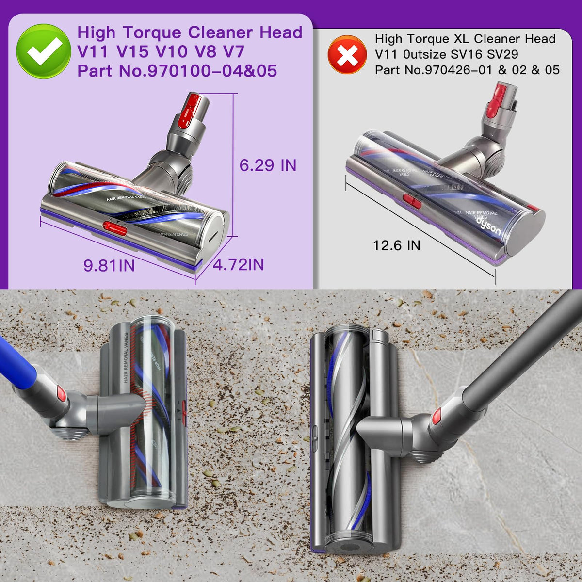 Lemige Upgrade V11 High Torque Cleaner Head Replacement for Dyson V11 V15